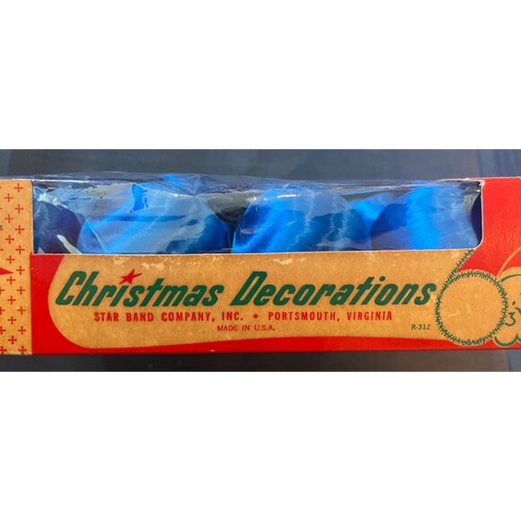 Vintage Package of 12 Holiday House Christmas Balls Decorations Star Band Satin - Picture 3 of 9